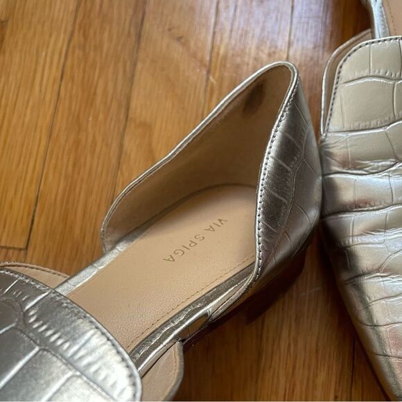 Via Spiga Women’s Allese Alligator Embossed d’Orsay Loafer Flats Silver Size 8 - Picture 11 of 16